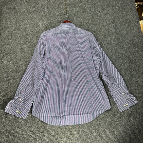 Ralph Lauren Shirt Mens 16.5 Custom Fit Button Down Purple Blue Stripe Cotton - Picture 7 of 8